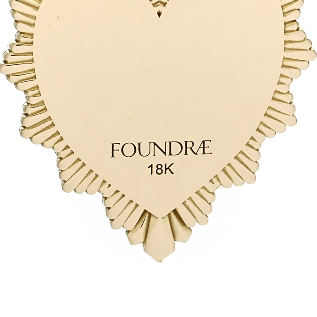 18K Yellow Gold Enamel Reflection Heart Miniature Medallion Pendant