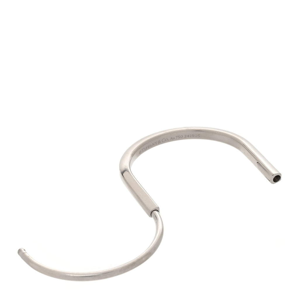 18K White Gold Lock Narrow Bangle Bracelet