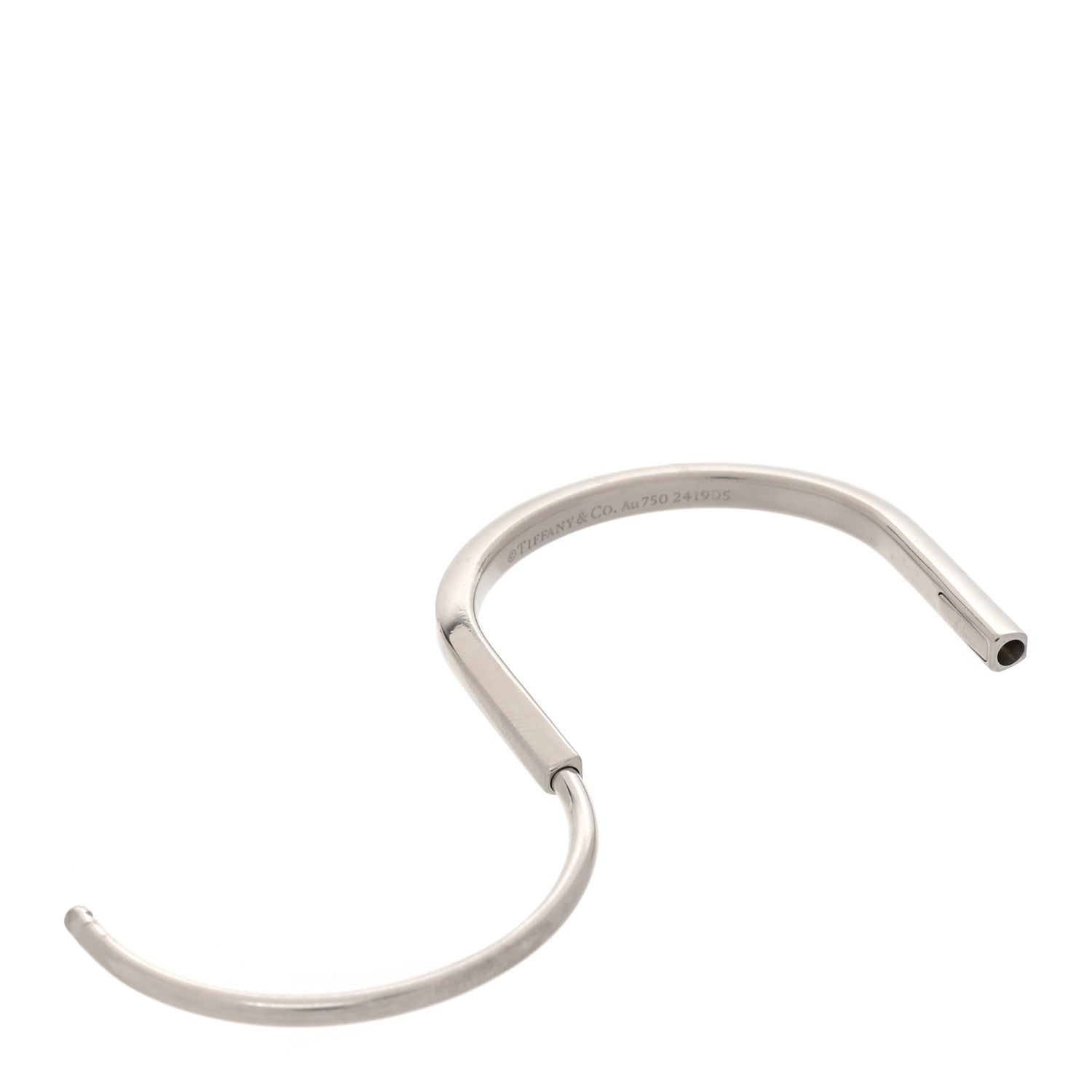 18K White Gold Lock Narrow Bangle Bracelet