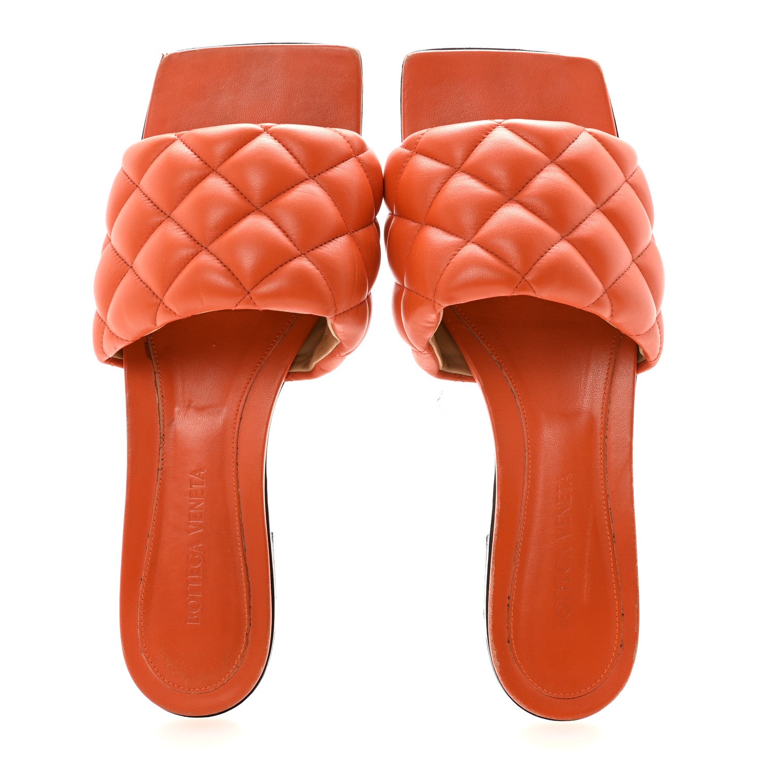 Nappa Matelasse Padded Flat Sandals 38 Orange