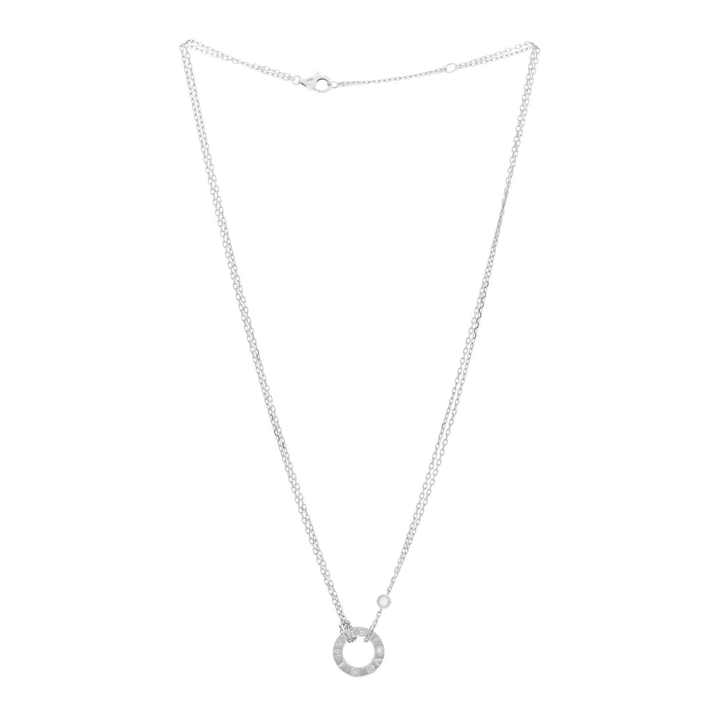 18K White Gold 2 Diamond LOVE Necklace