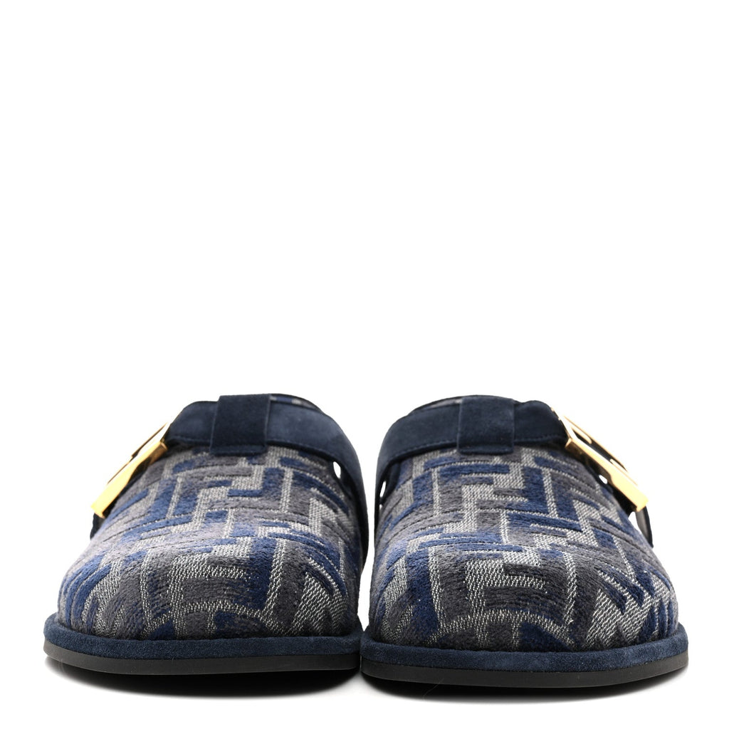 Velvet FF Fendi Feel Mules 38 Grigio Blue Midnight Blue