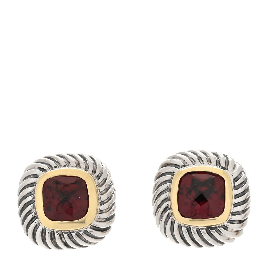 Sterling Silver 14K Yellow Gold Garnet 7mm Albion Earrings