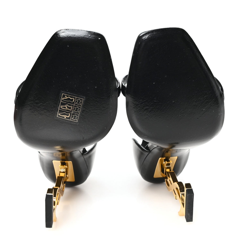 Patent Calfskin Opyum 110 Sandals 38 Black Gold