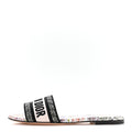 Canvas Embroidered D-Floral Dway Mules Slide Sandals 39.5 Off White Multicolor