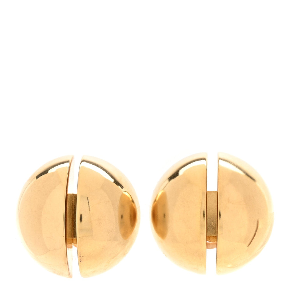 Brass Double Half Ball Clip On Earrings Gold