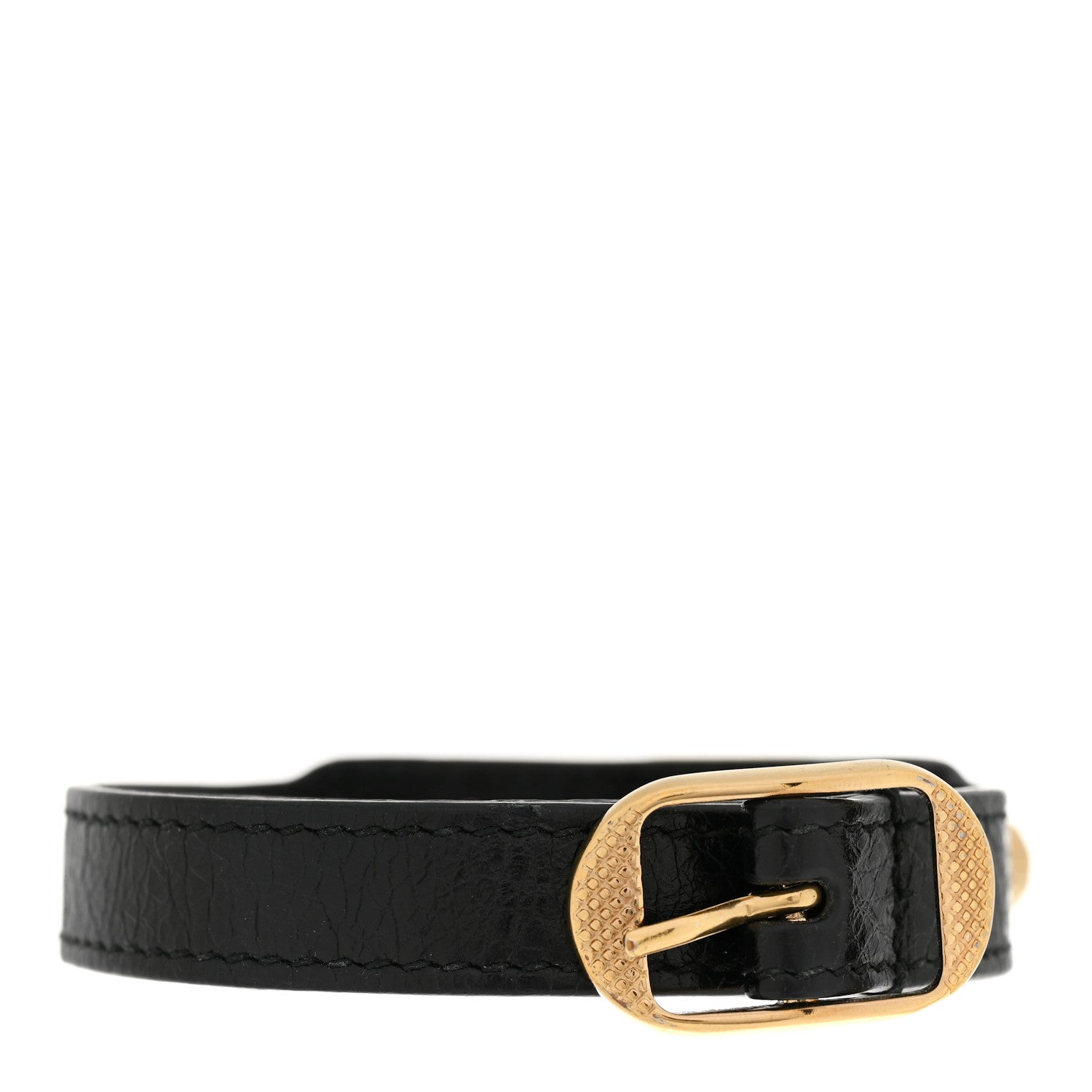 Agneau Giant 12 Gold Hardware Triple Tour M Bracelet Black