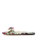 Canvas Flora Print Horsebit Slide Sandals 38 White