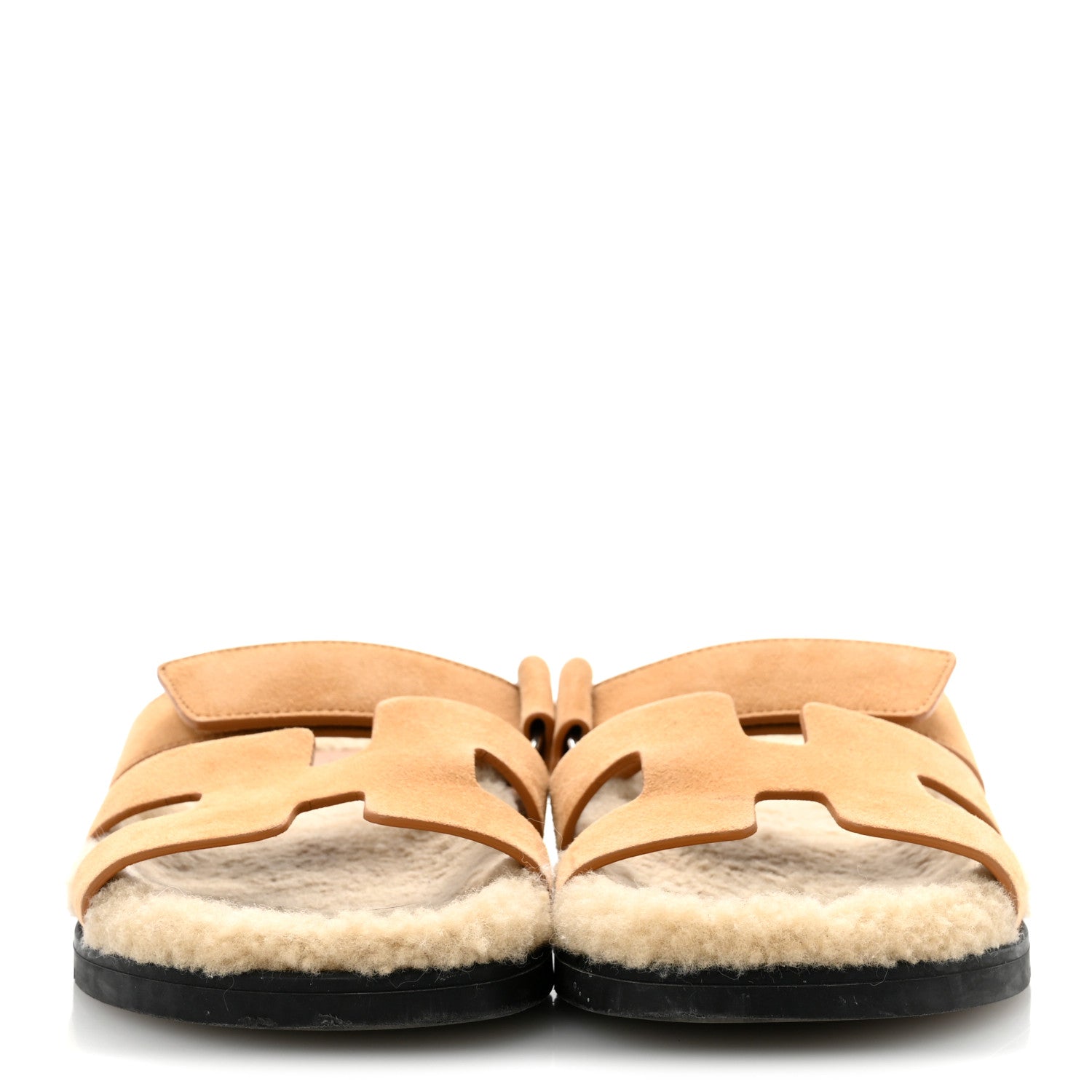 Suede Goatskin Woolskin Womens Chypre Sandals 37 Golden Beige