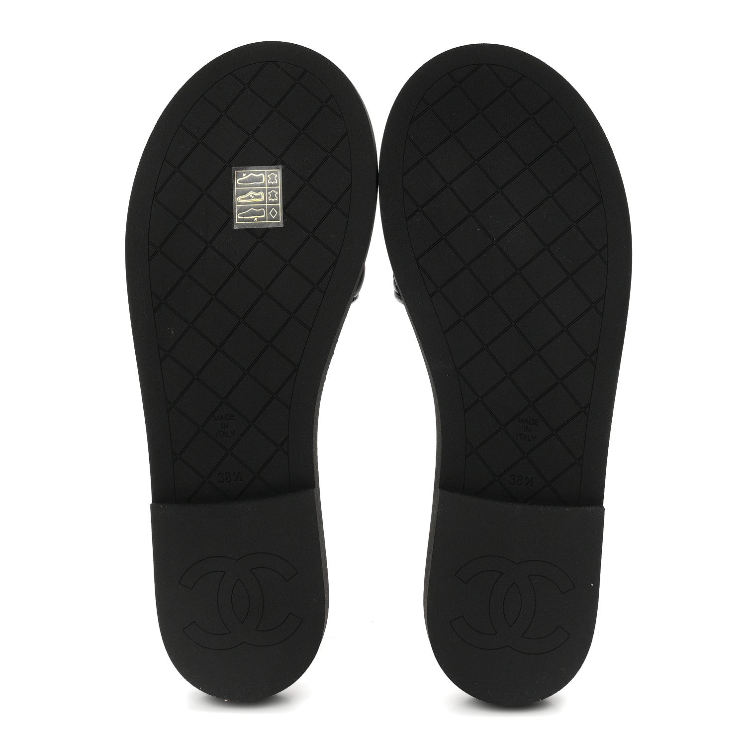 Lambskin Quilted Textured CC Mules Sandals 38.5 Black