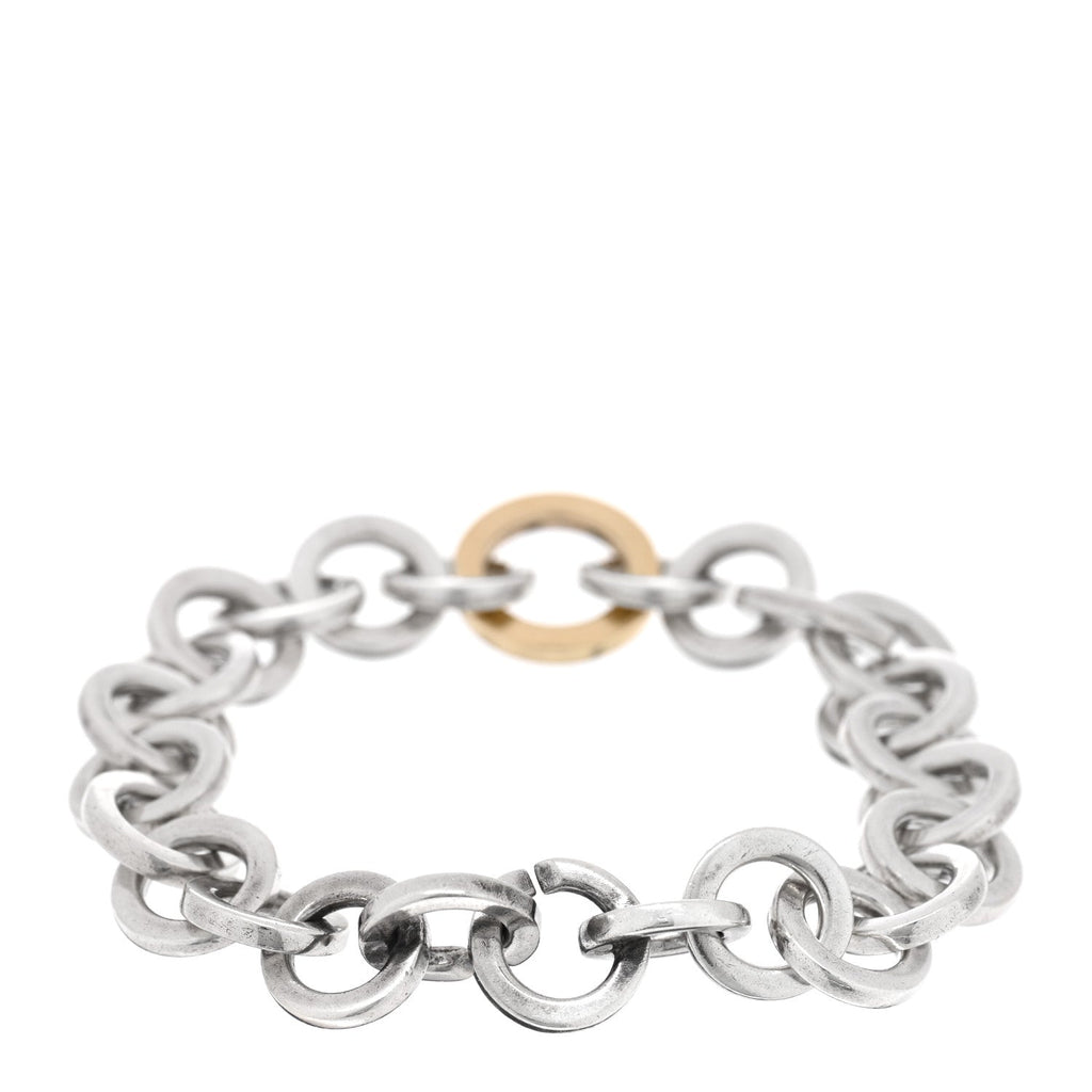 Sterling Silver 18K Yellow Gold Circle Link Bracelet