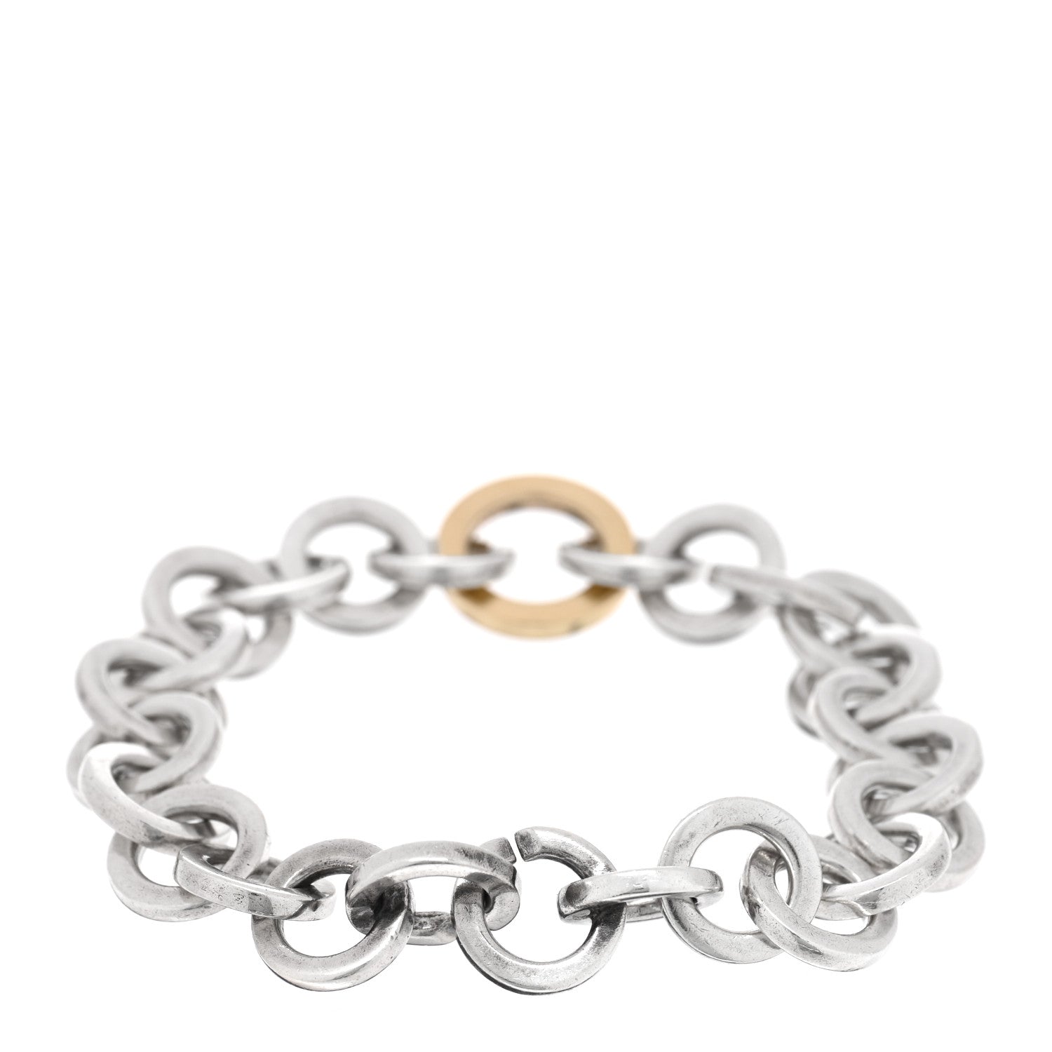 Sterling Silver 18K Yellow Gold Circle Link Bracelet