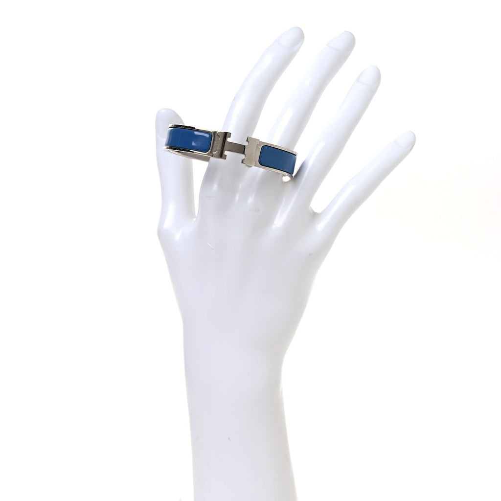 Enamel Narrow Clic Clac H Bracelet PM Bleu Turquin
