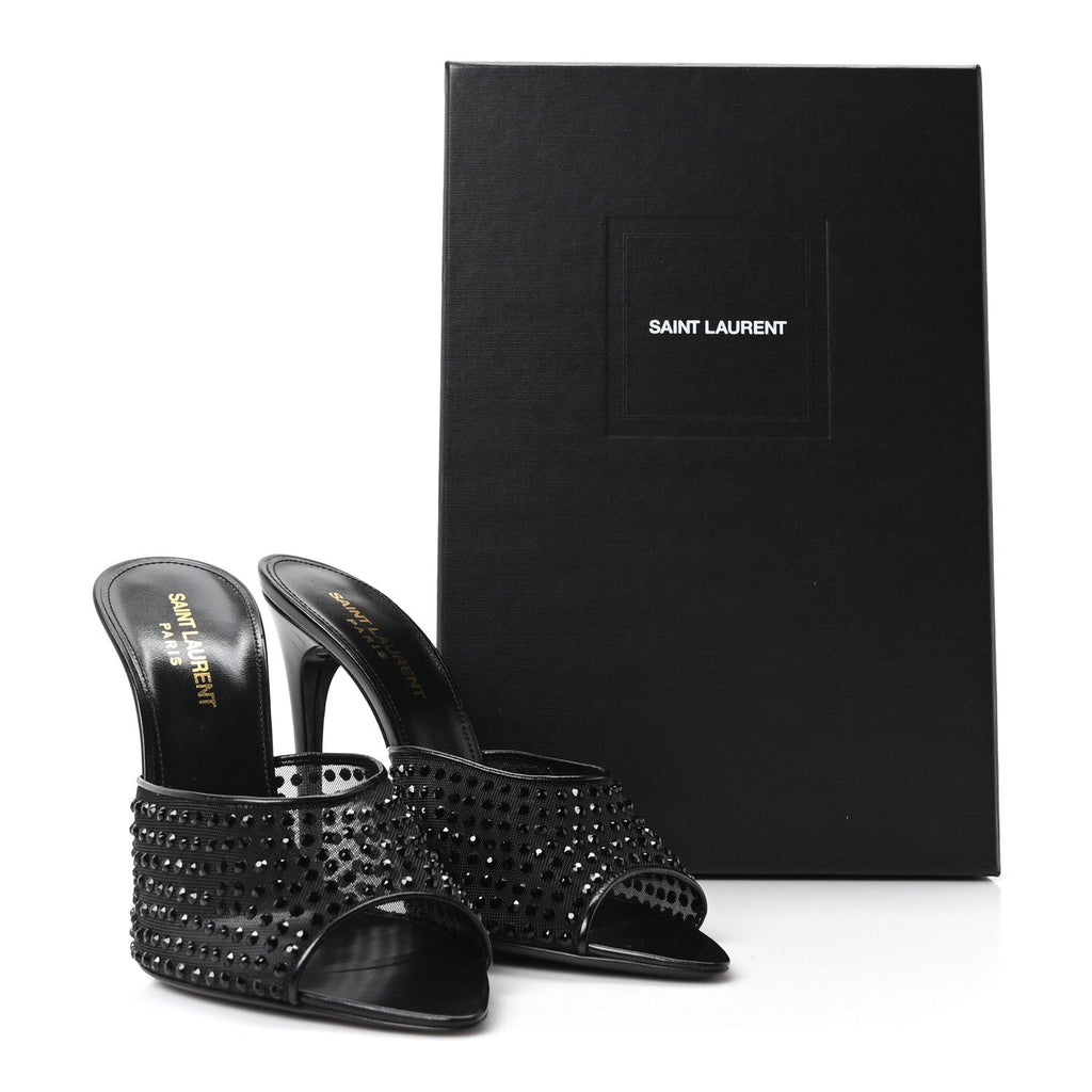Tulle Strass Gippy 110 Mule Sandals 38 Black