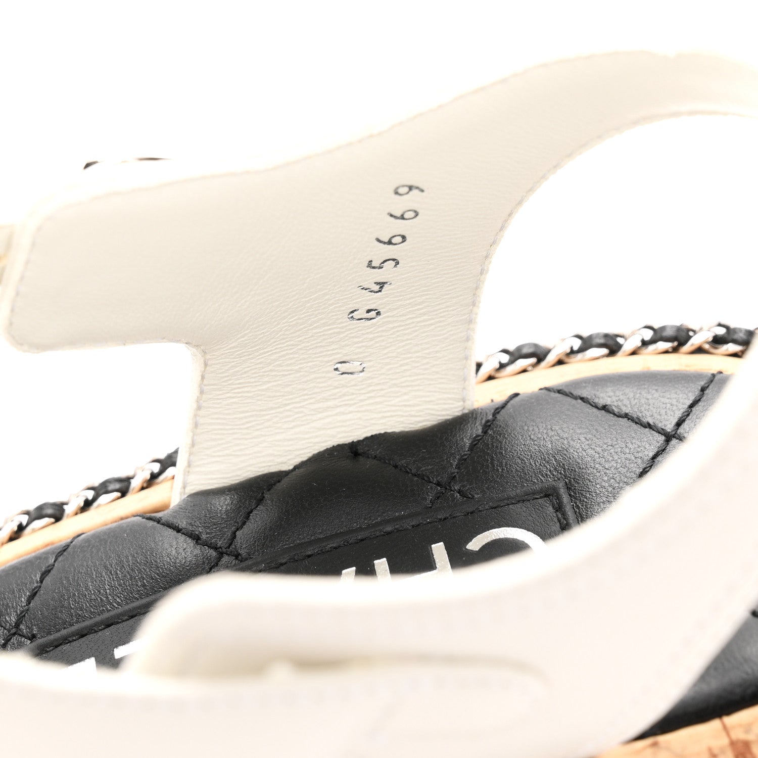 Lambskin Chain Cork Sandals 38.5 White