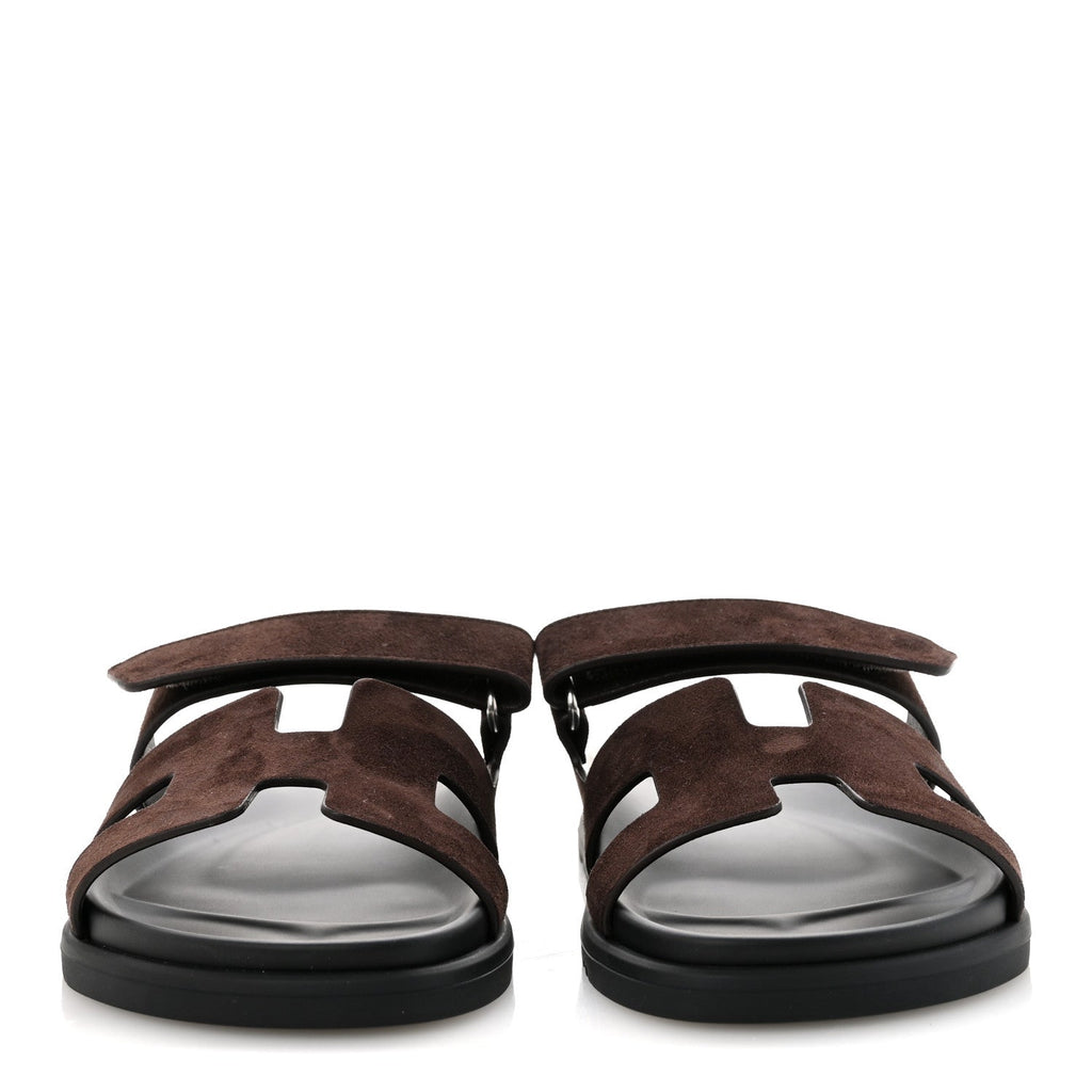 Suede Goatskin Womens Chypre Sandals 39.5 Marron Ebene