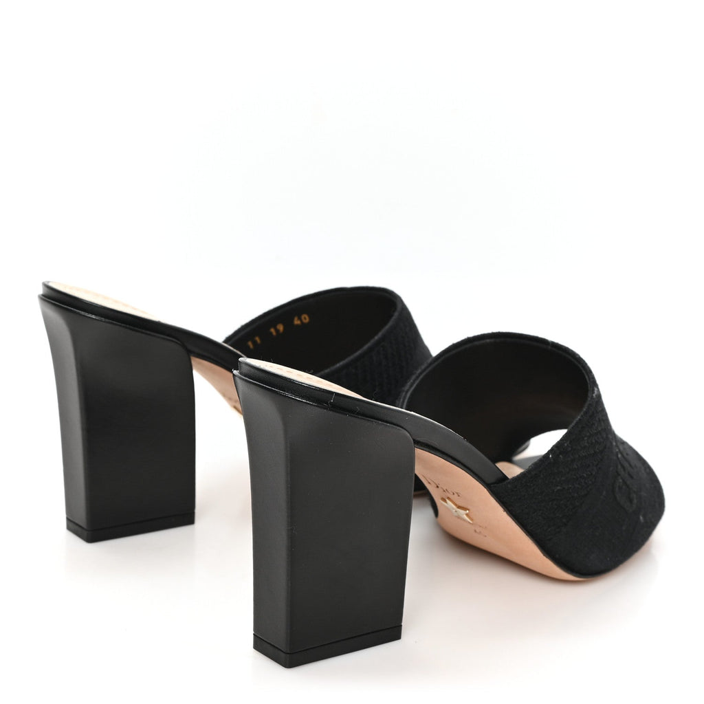 Cotton Embroidered Dway 85mm Slide Sandals 40 Black