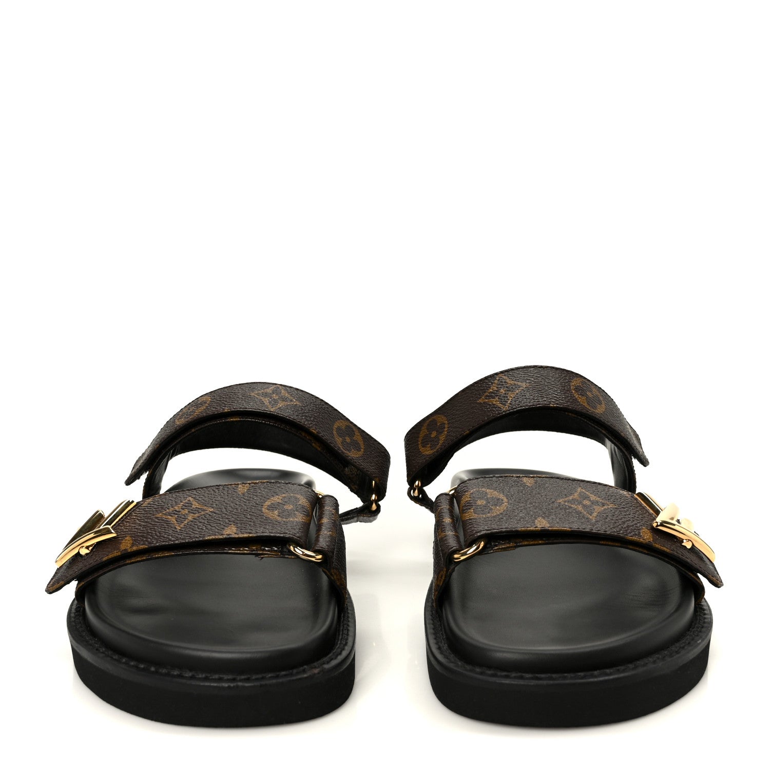 Monogram LV Sunset Comfort Flat Sandals 40 Cacao Brown