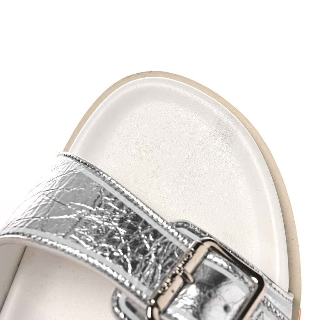 Metallic Mix Materials Mens LV Script Trainer Mules 11 Silver Multicolor