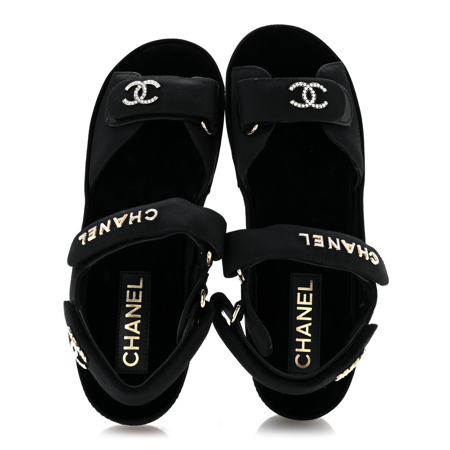 Grosgrain Crystal Logo Platform Sandals 38 Black