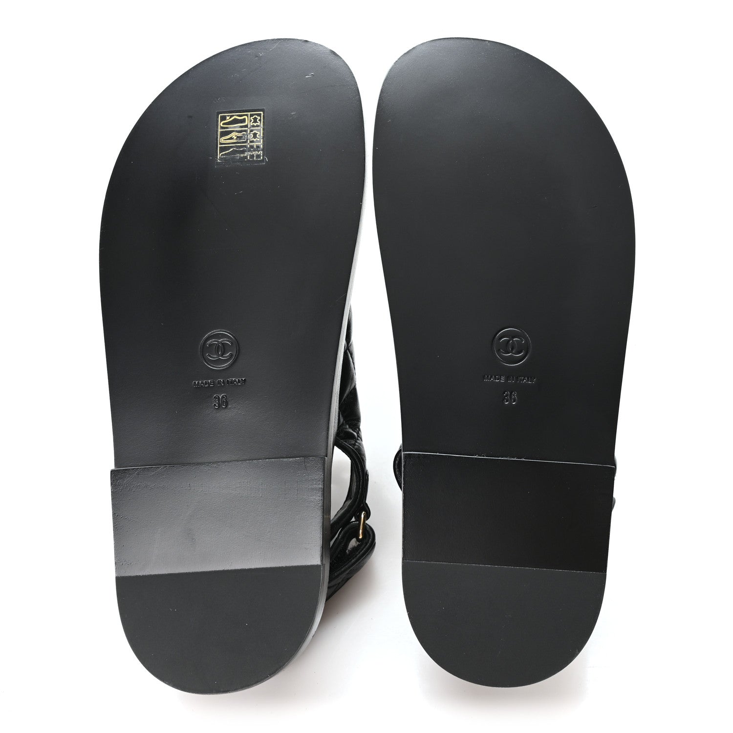 Lambskin Quilted Velcro Dad Chain CC Slide Sandals 36 Black