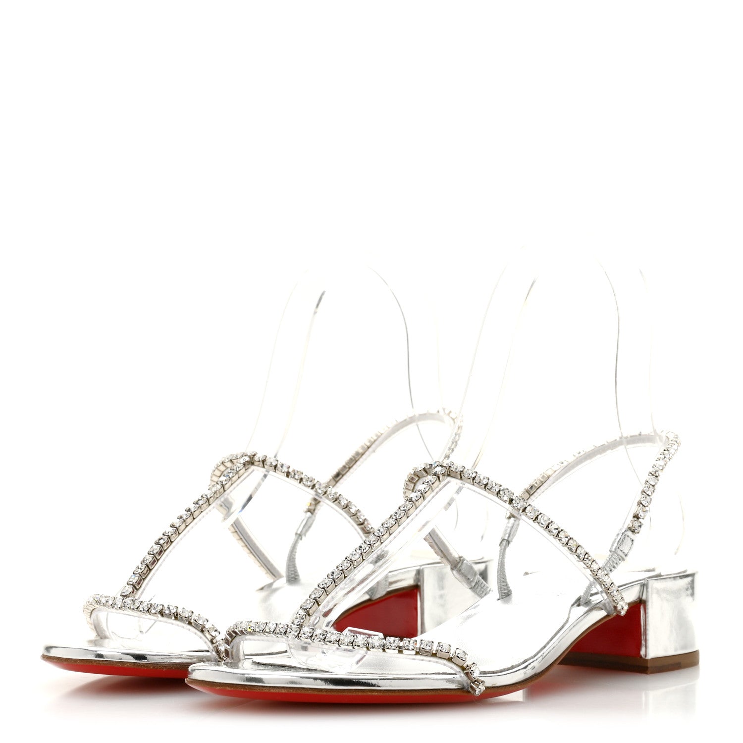 Specchio PVC Crystal Simple Queenie Sandals 36 Silver