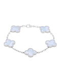 18K White Gold Chalcedony 5 Motifs Vintage Alhambra Bracelet