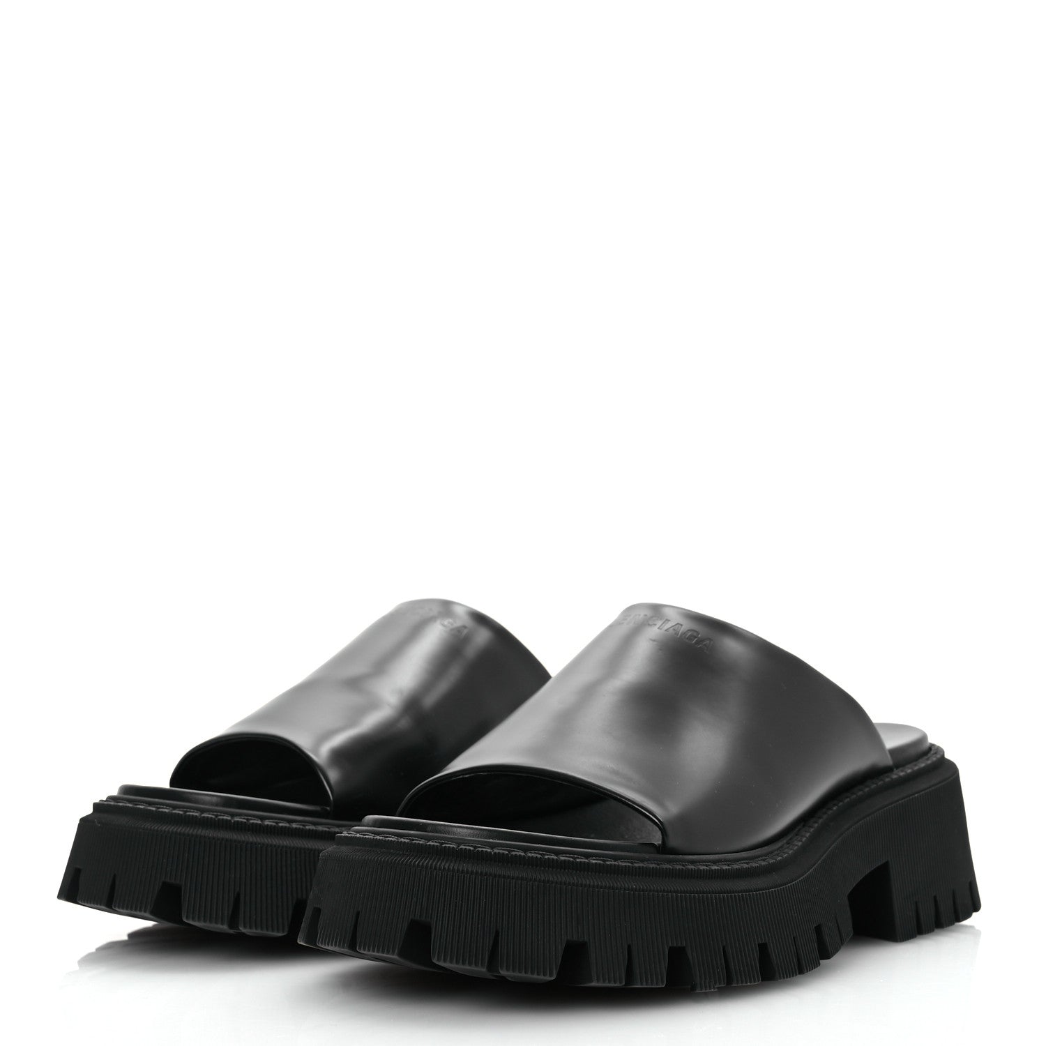 Jive Smooth Calfskin Logo Embossed Womens Tractor Platform 38 Black