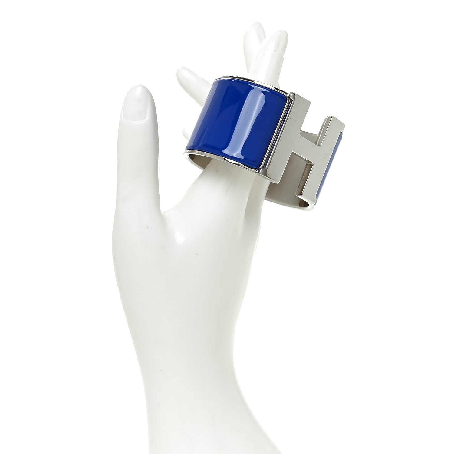 Enamel Extra Wide Clic Clac H Bracelet GM Bleu Electrique