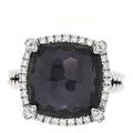 Sterling Silver Diamond Black Orchid 14mm Chatelaine Pave Bezel Ring 56 7.5