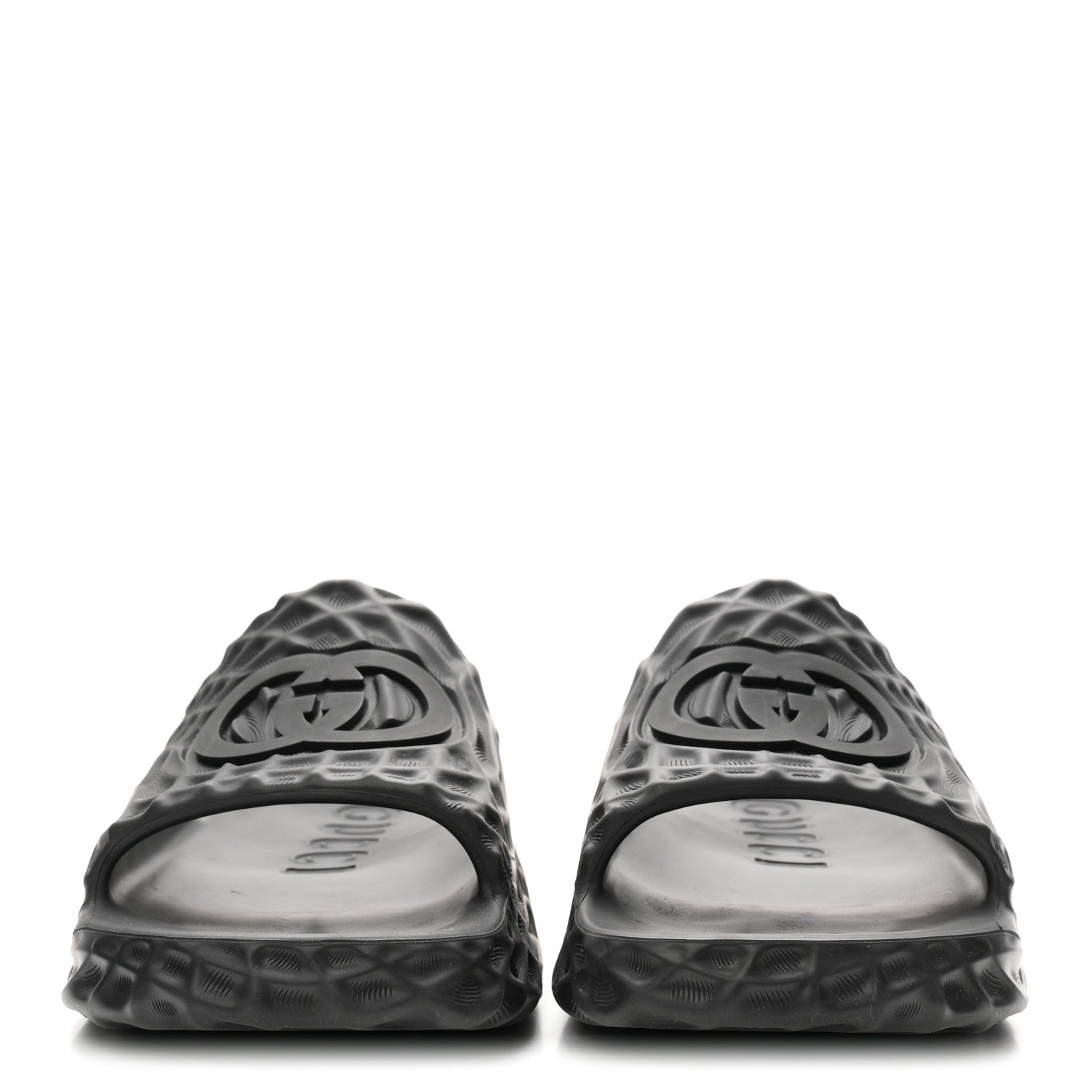 Rubber Interlocking G Mens Slide Sandals 8 Black