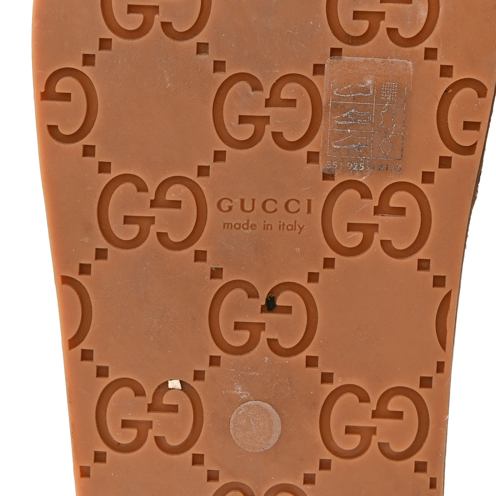 Monogram GG Calfskin Angelina Platform 55mm Slide Sandals 35 Camel Ebony