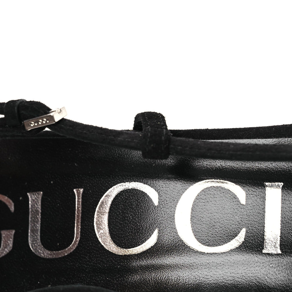 Tela Retino Kid Scamosciato Crystal GG Monogram Square G 35mm Slingback Pumps 39 Black