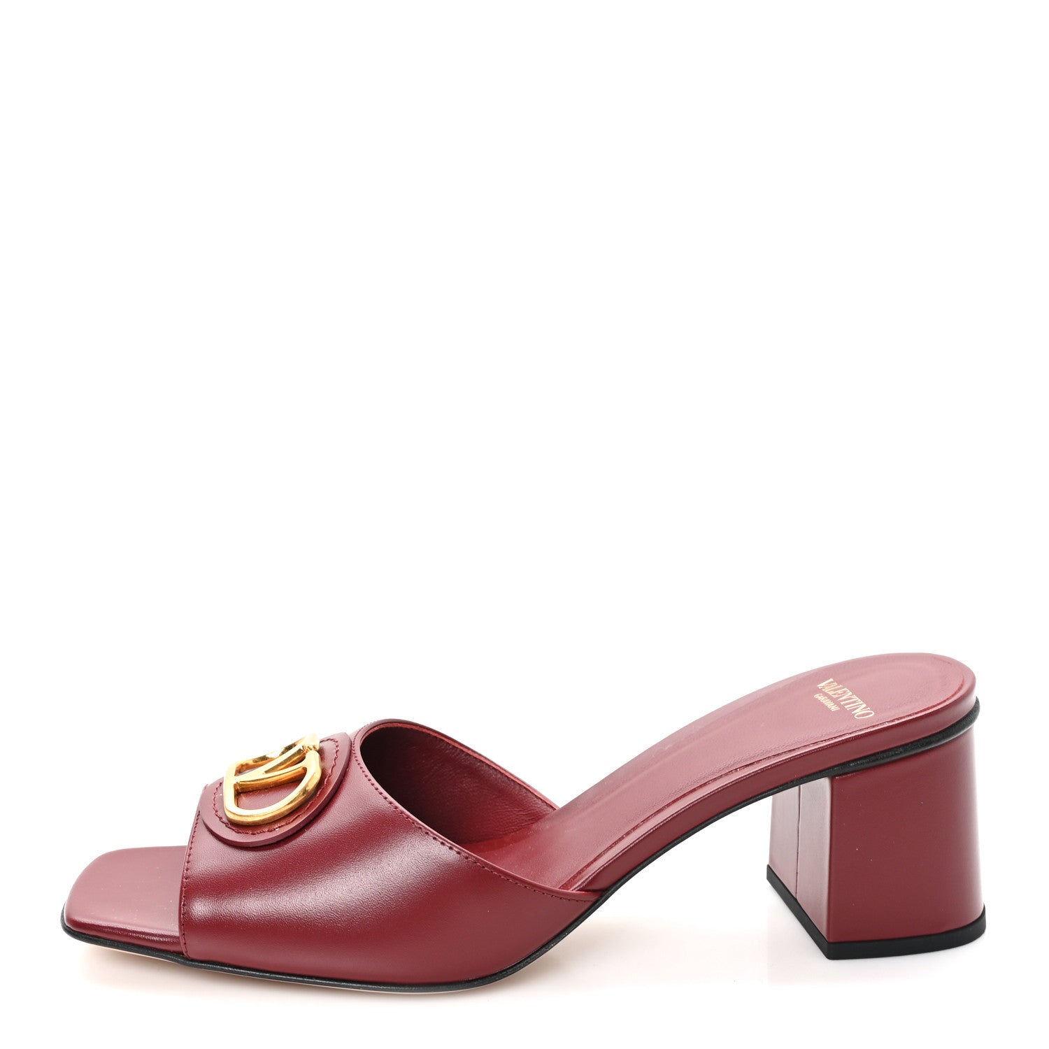 Calfskin VLogo 45mm Slide Sandals 38 Brick