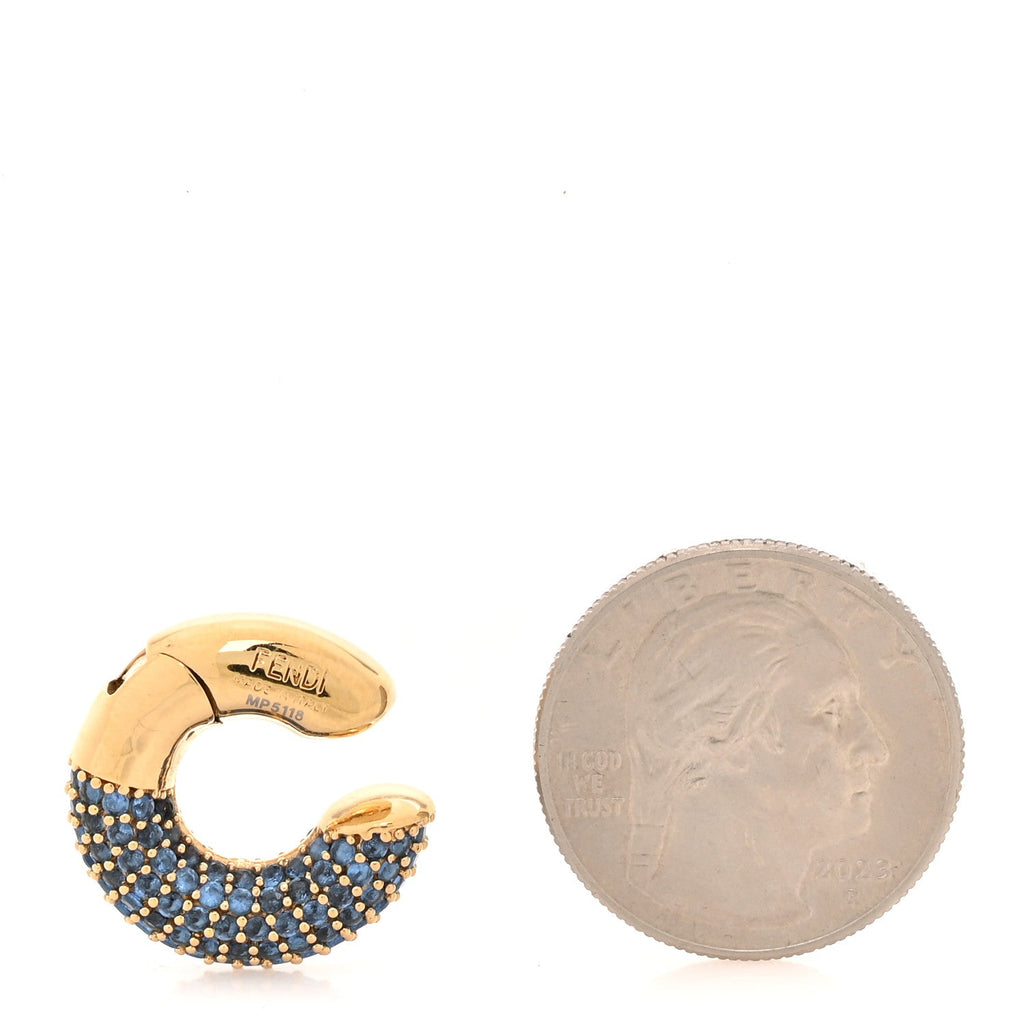Metal Crystal Ear Cuff Blue Gold