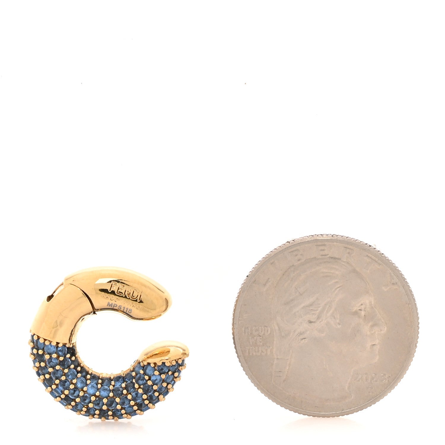 Metal Crystal Ear Cuff Blue Gold
