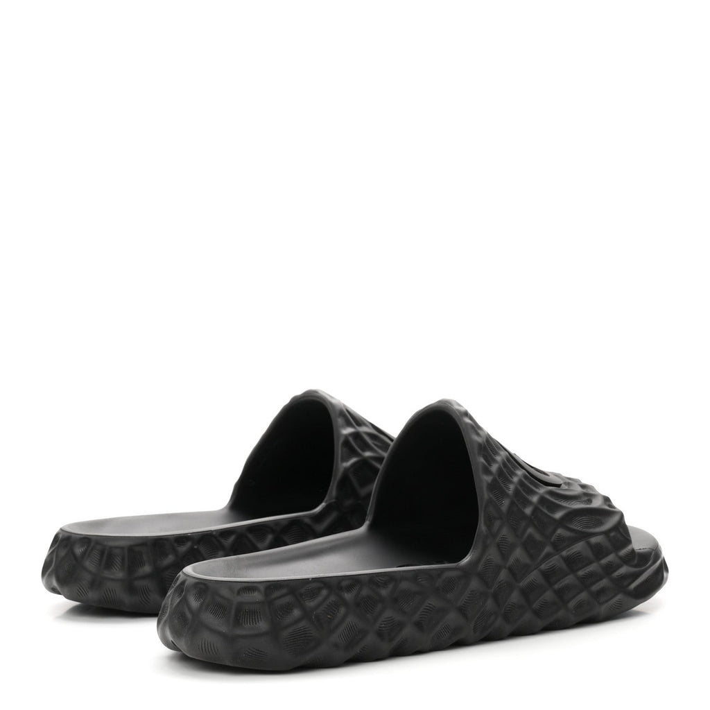 Rubber Interlocking G Mens Slide Sandals 8 Black