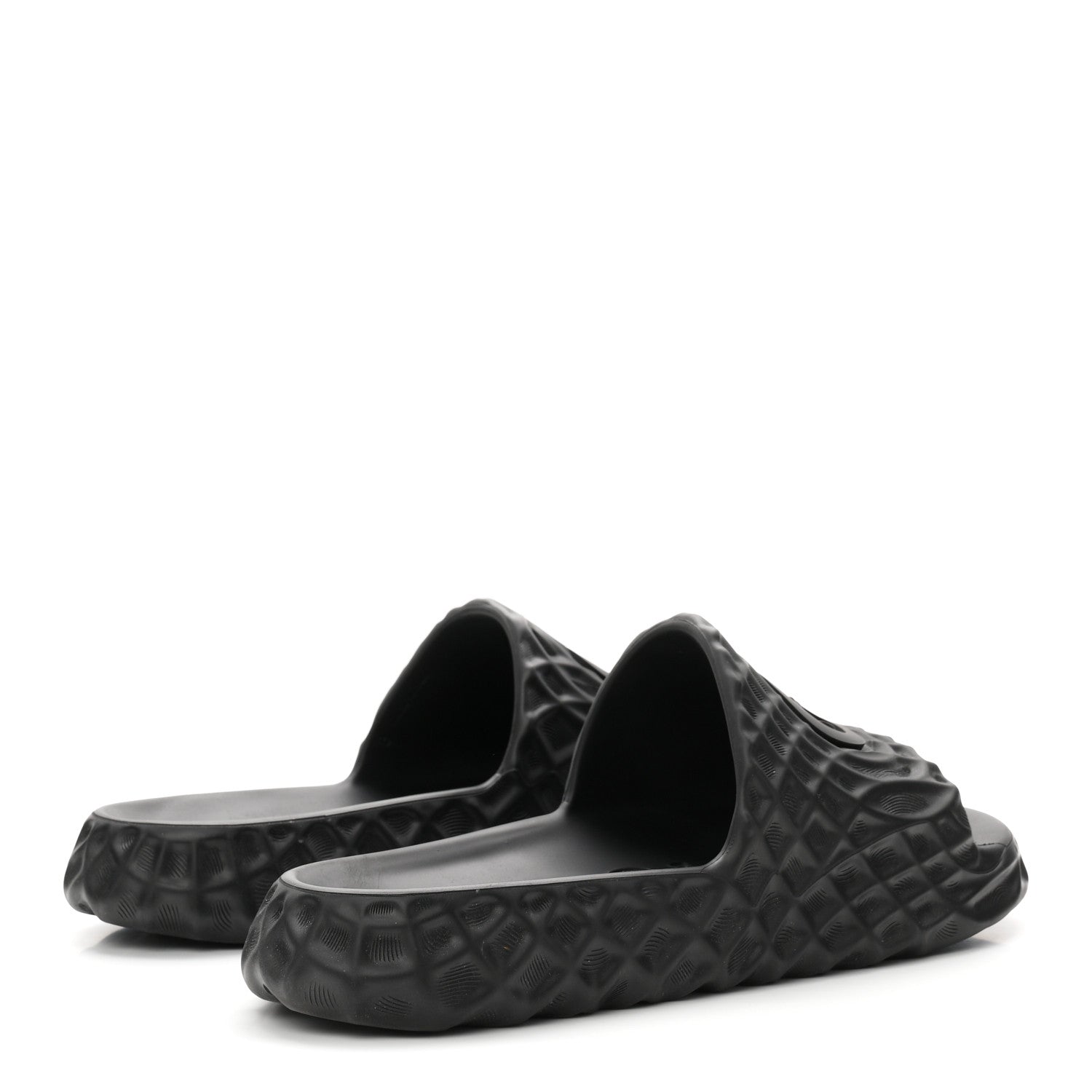 Rubber Interlocking G Mens Slide Sandals 8 Black