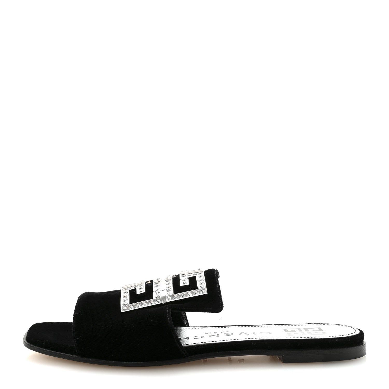 Velvet Crystal 4G Flat Sandals 36.5 Black