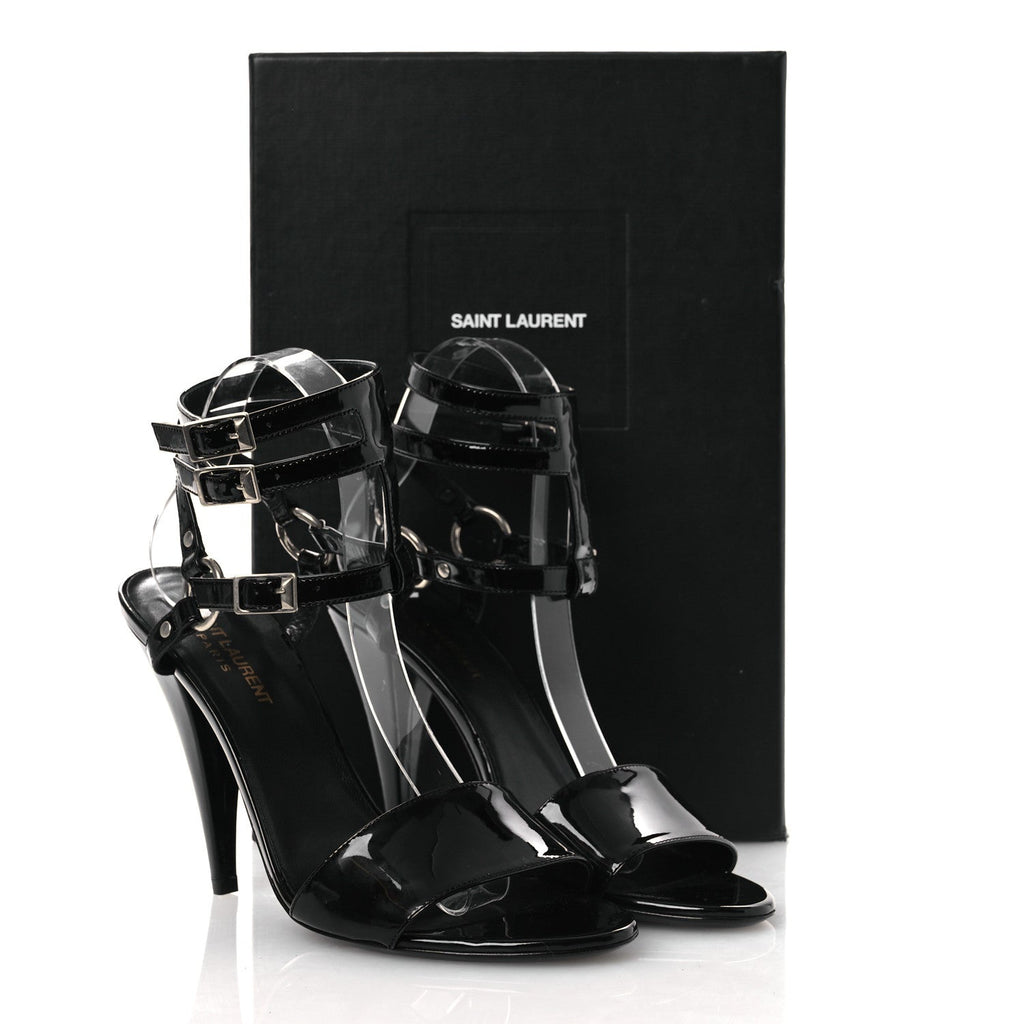 Patent Calfskin Fetish 105 Sandal 39 Black