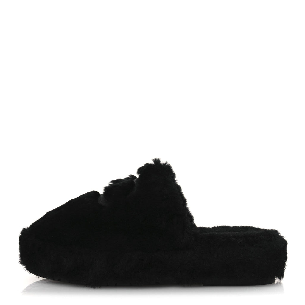 Shearling CC Flat Mules 40 Black