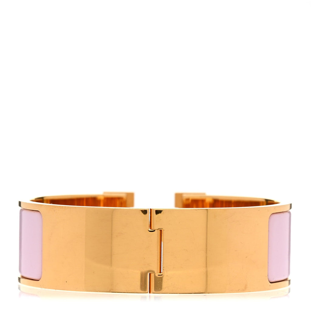 Enamel Wide Clic Clac H Bracelet PM Rose Dragee