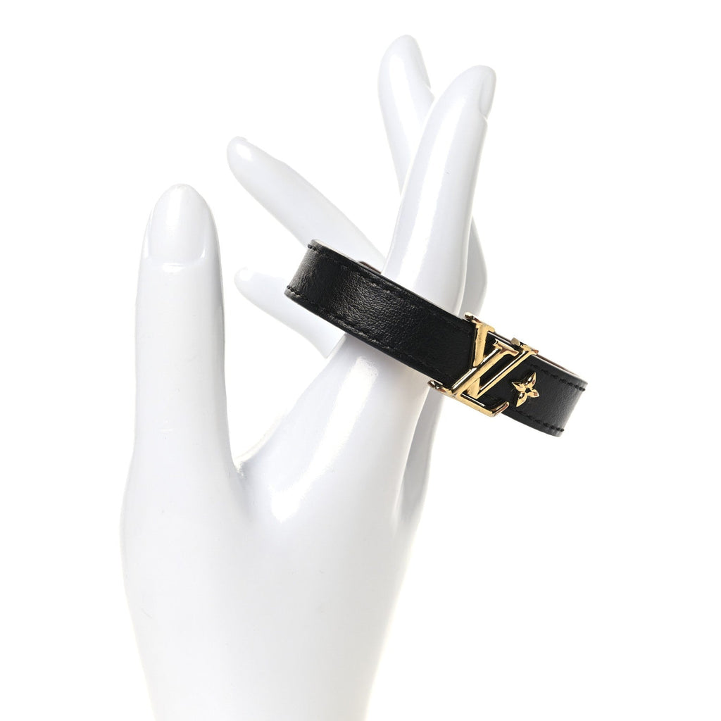 Calfskin LV Iconic Bracelet 17 Black