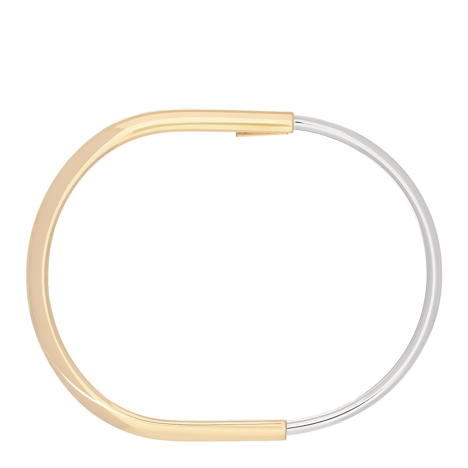 18K Yellow White Gold Lock Narrow Bangle Bracelet