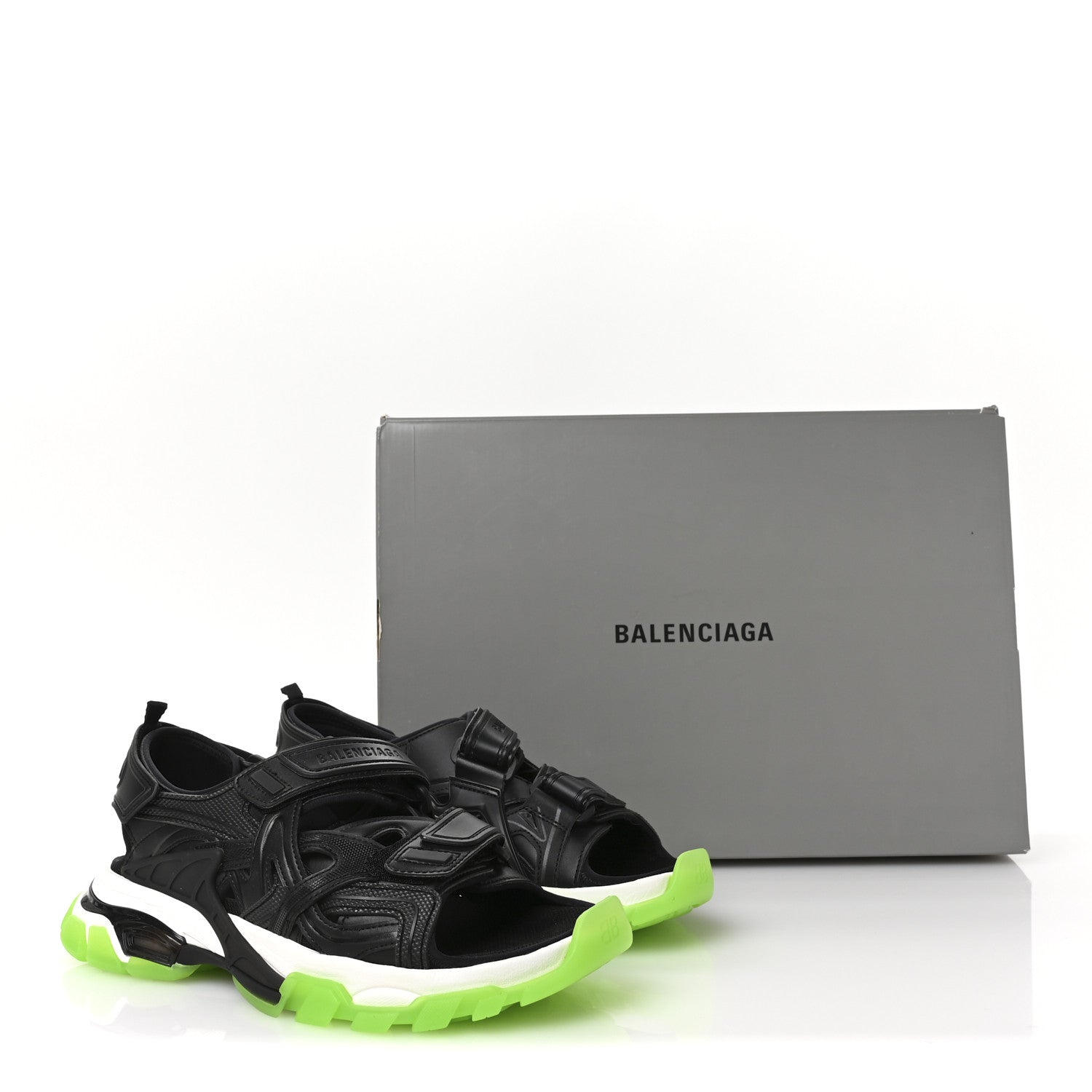 Neoprene Rubber Clear Sole Mens Track Sandals 41 Black White Fluo Green
