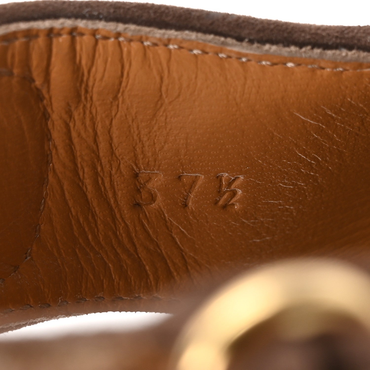 Monogram Kid Scamosciato Double G Womens Dad Sandals 37.5 Beige Ebony New Acero