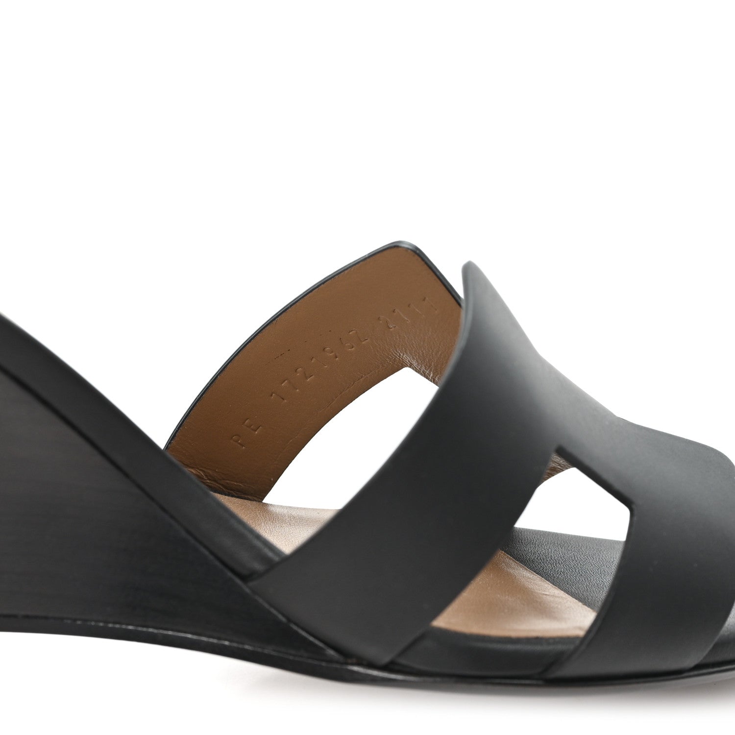 Calfskin Legend Wedge Sandals 38.5 Black