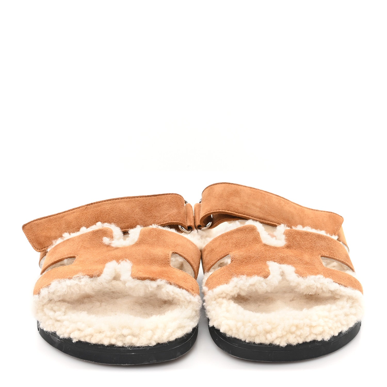 Suede Goatskin Woolskin Womens Chypre Sandals 38 Brun Fume Ecru