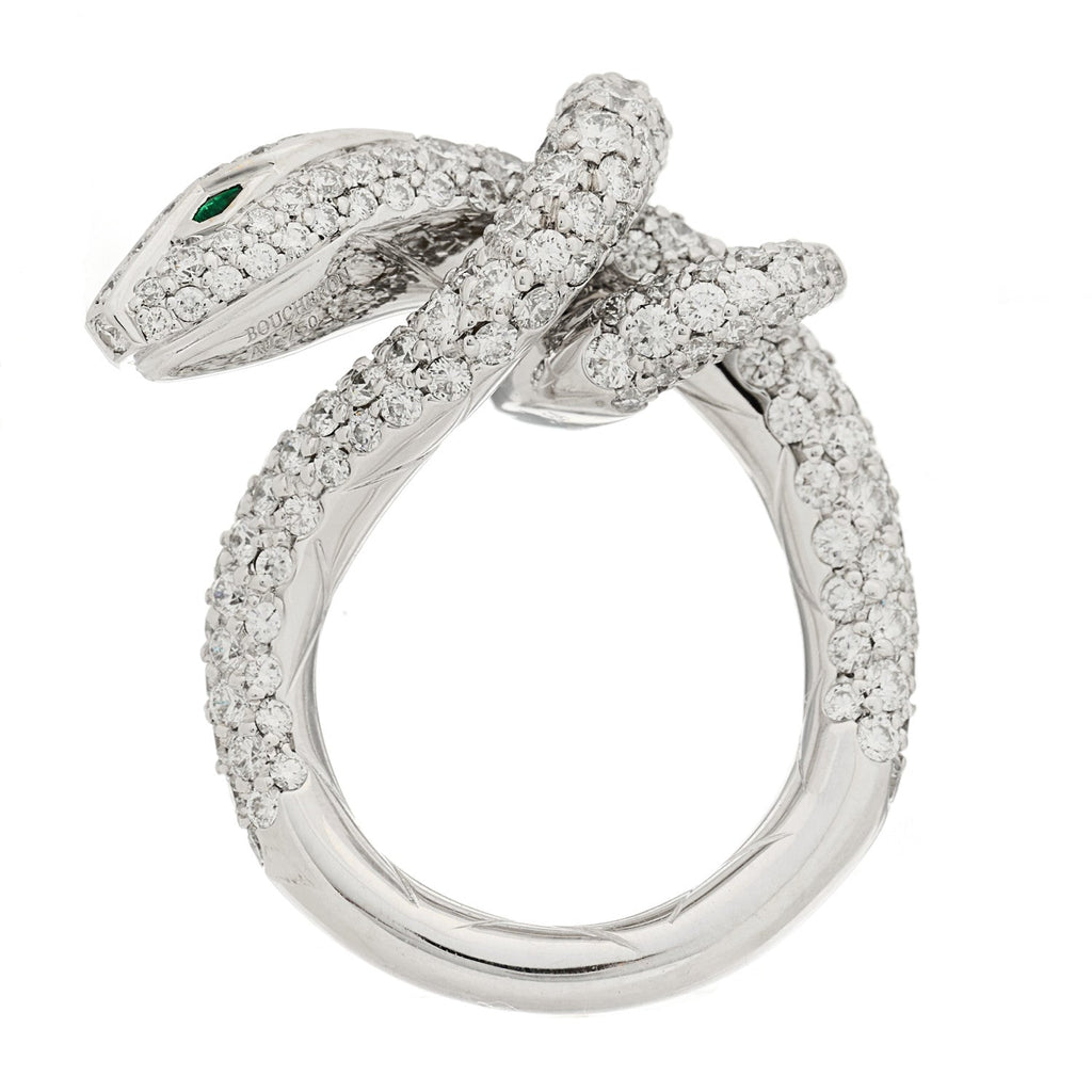 18K White Gold Diamond Kaa Snake Ring 54 6.75