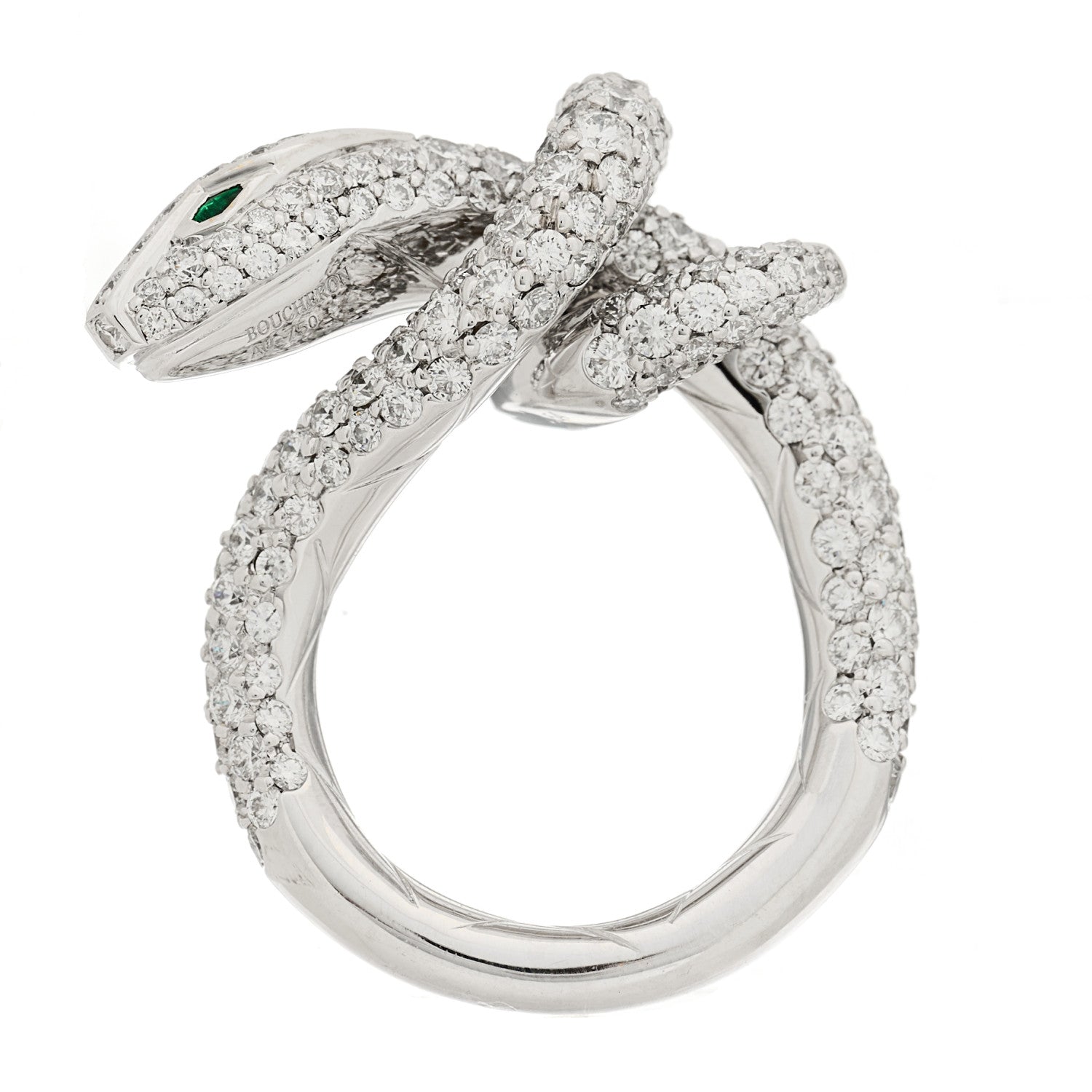 18K White Gold Diamond Kaa Snake Ring 54 6.75